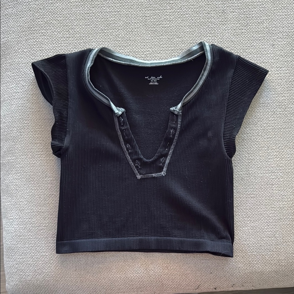 Kids Black Ribbed Top